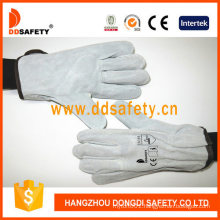 Cow Split Leather Driver Glove Gold Supplier in China